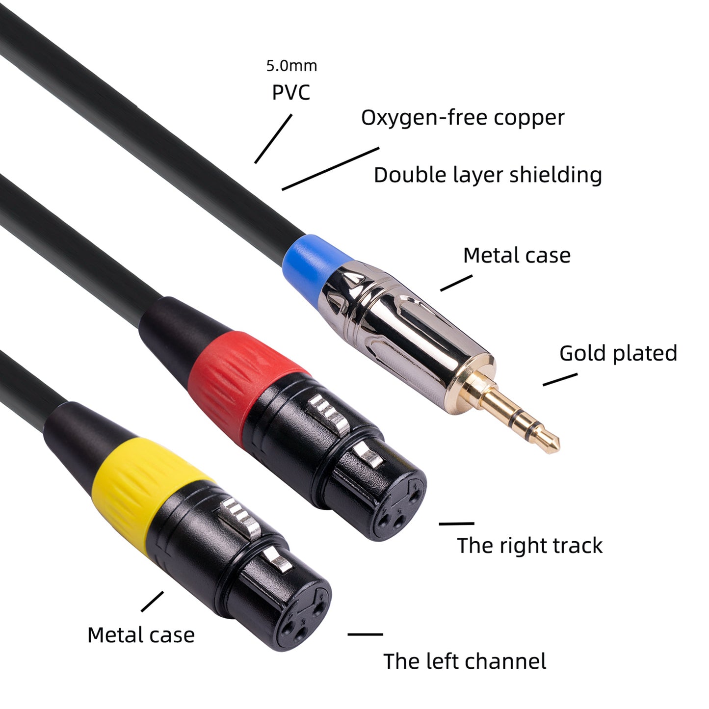 TC194BUXK107YR-30 3-Meter 3.5mm Male to Dual XLR Female Y-Splitter Breakout Lead Microphone Cord