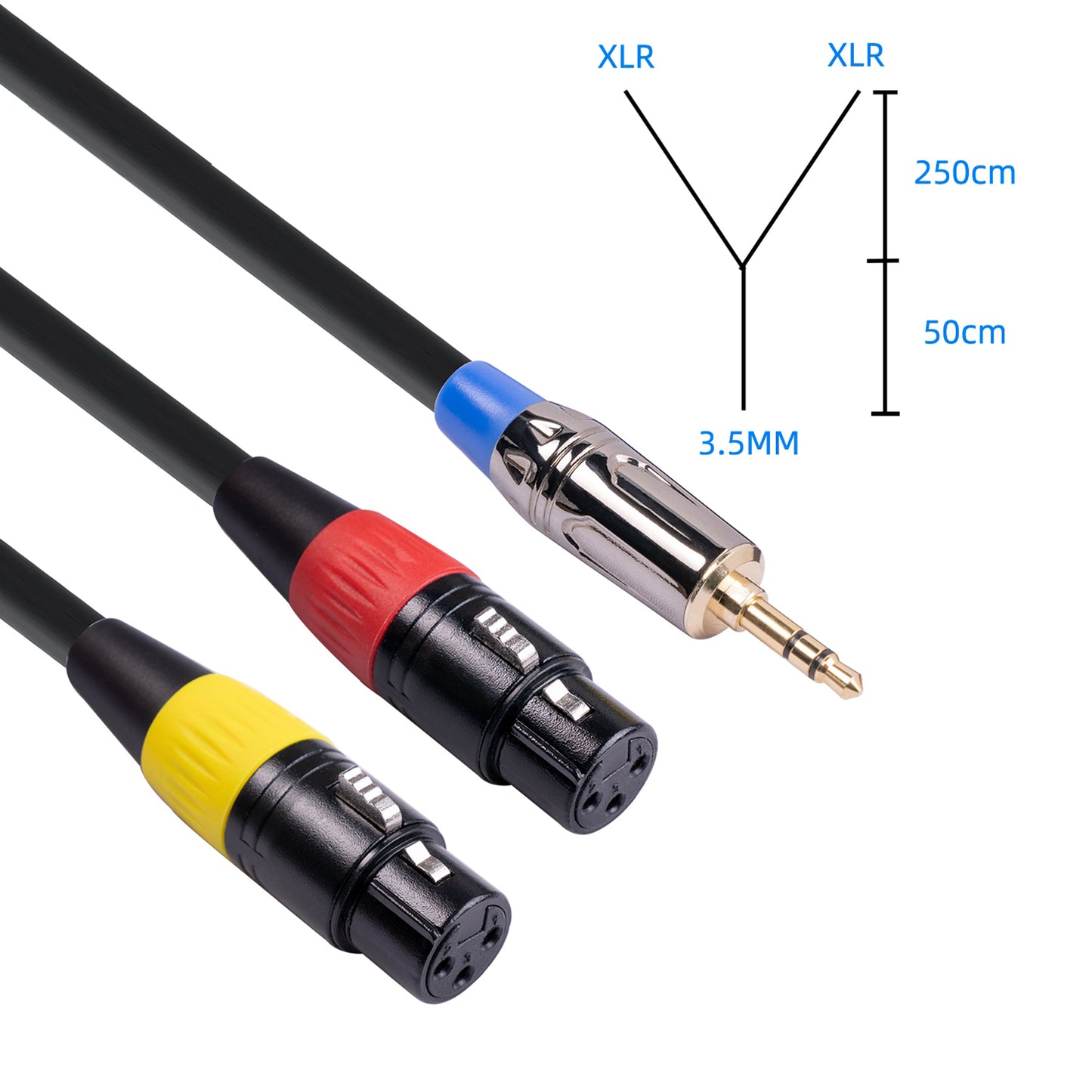 TC194BUXK107YR-30 3-Meter 3.5mm Male to Dual XLR Female Y-Splitter Breakout Lead Microphone Cord