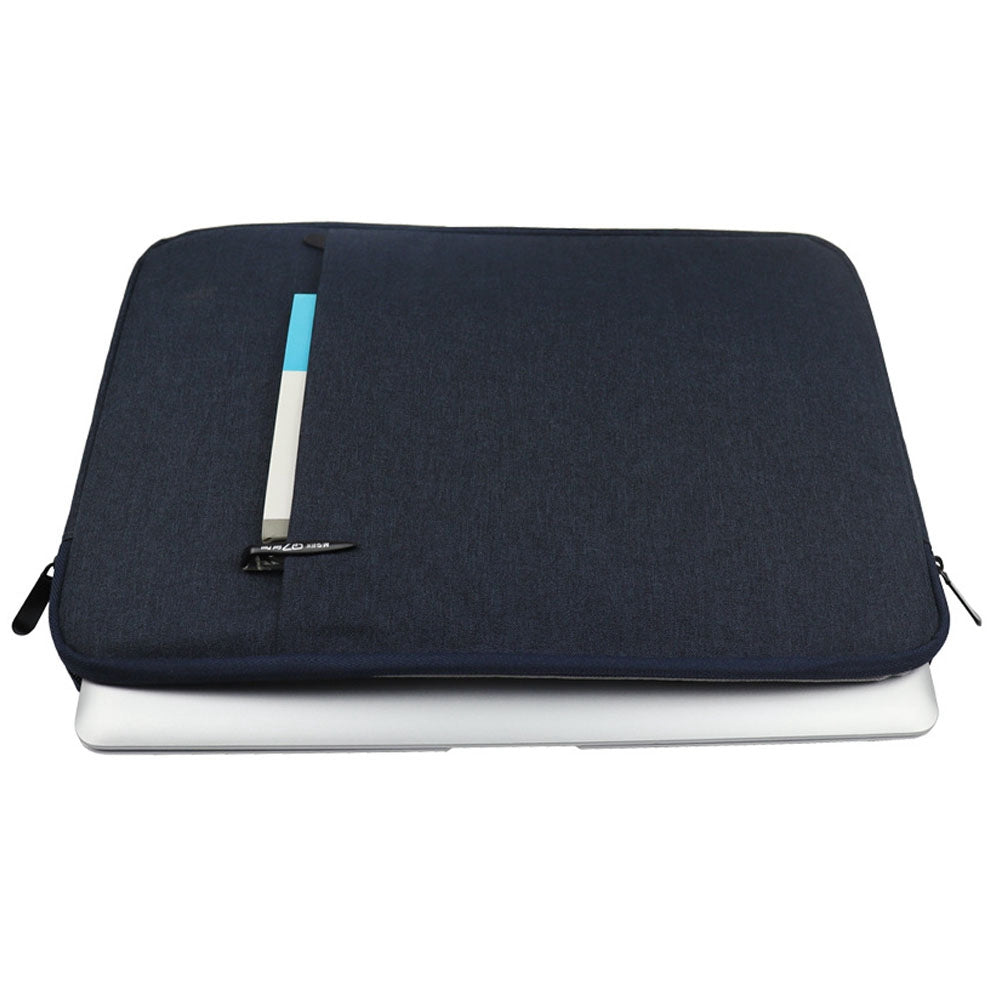 Uniqkart QY-C016 Shockproof Sleeve Bag with Outer Pouch for 14-inch Laptops Portable Carry Case Anti-Scratch Storage Bag - Navy Blue