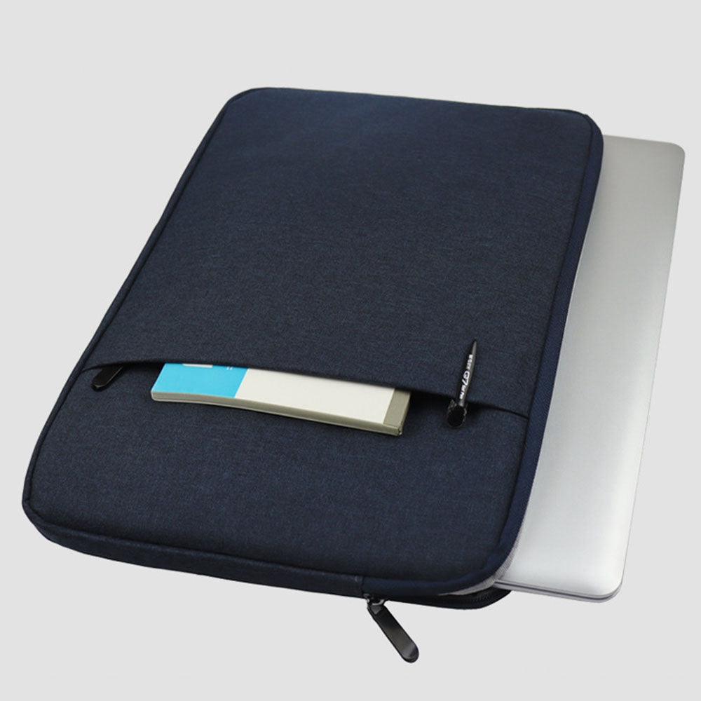 Uniqkart QY-C016 Shockproof Sleeve Bag with Outer Pouch for 14-inch Laptops Portable Carry Case Anti-Scratch Storage Bag - Navy Blue