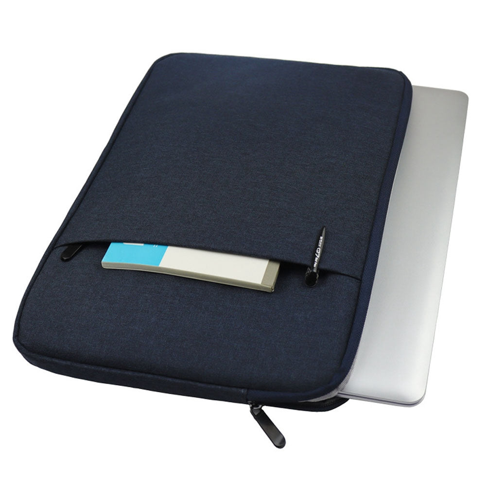 Uniqkart QY-C016 Shockproof Sleeve Bag with Outer Pouch for 14-inch Laptops Portable Carry Case Anti-Scratch Storage Bag - Navy Blue
