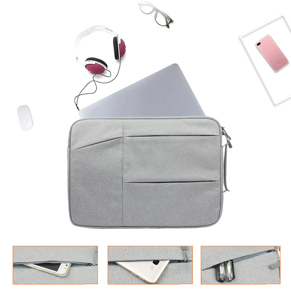 Uniqkart QY-C009 Anti-Drop Carry Case with 3 Outer Pouch/Handle Wear-Resistant Sleeve Bag for 11.6-inch Laptops Portable Storage Bag - Grey