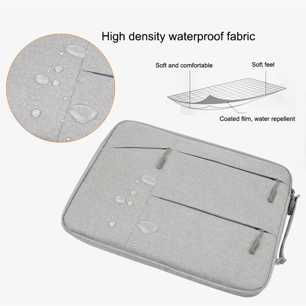 Uniqkart QY-C009 Anti-Drop Carry Case with 3 Outer Pouch/Handle Wear-Resistant Sleeve Bag for 11.6-inch Laptops Portable Storage Bag - Grey