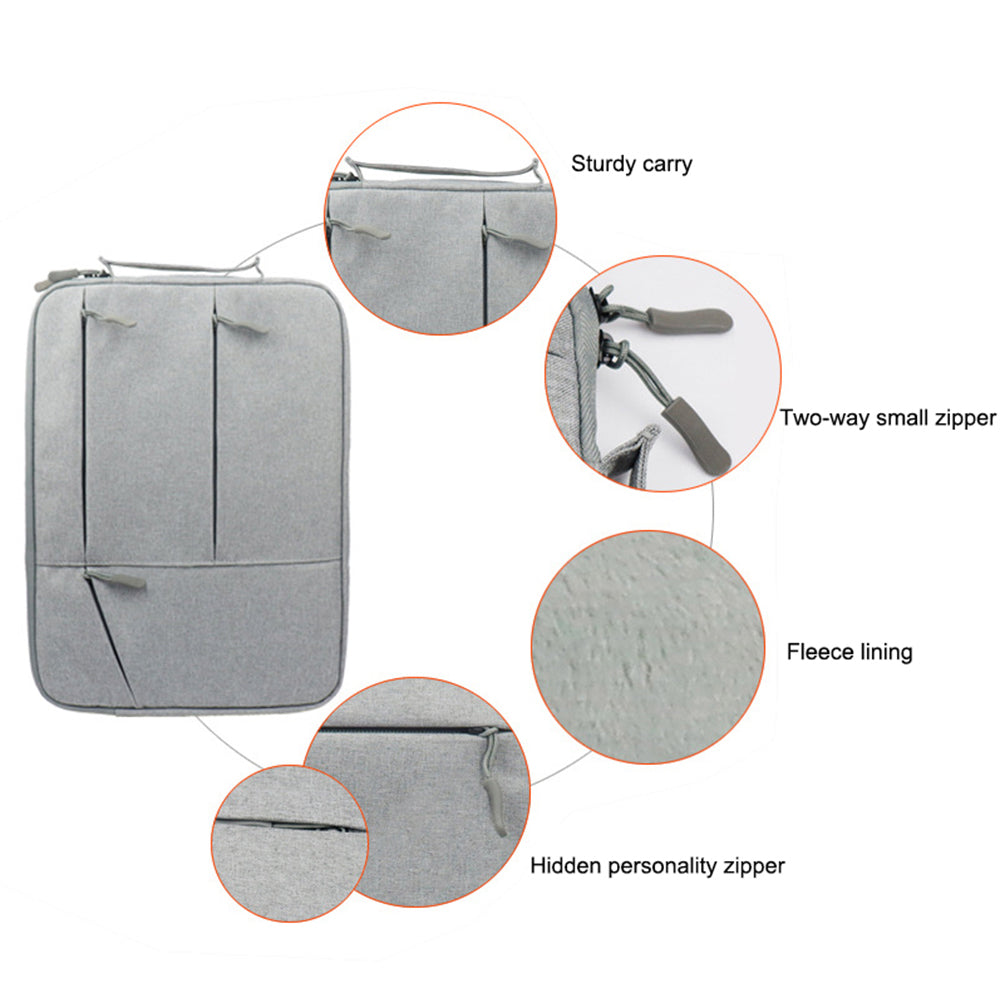 Uniqkart QY-C009 Anti-Drop Carry Case with 3 Outer Pouch/Handle Wear-Resistant Sleeve Bag for 11.6-inch Laptops Portable Storage Bag - Grey