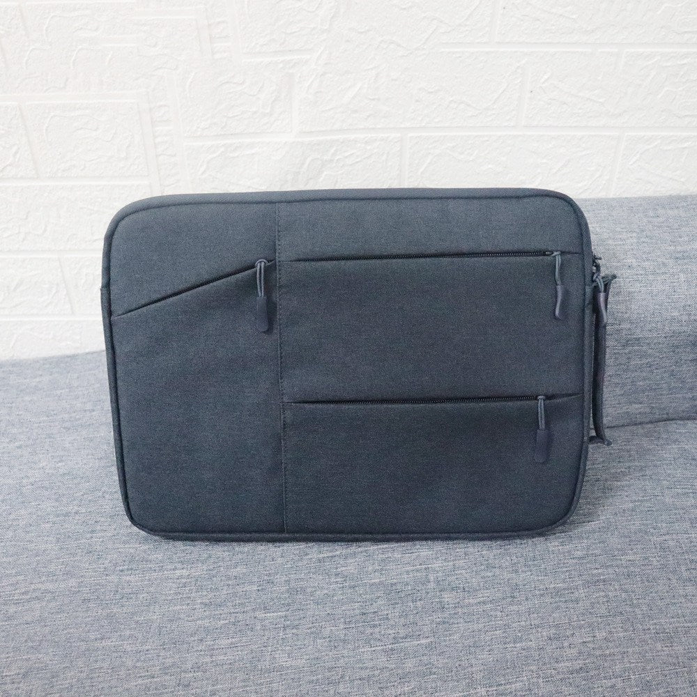 Uniqkart QY-C009 Anti-Drop Carry Case with 3 Outer Pouch/Handle Wear-Resistant Sleeve Bag for 11.6-inch Laptops Portable Storage Bag - Navy Blue