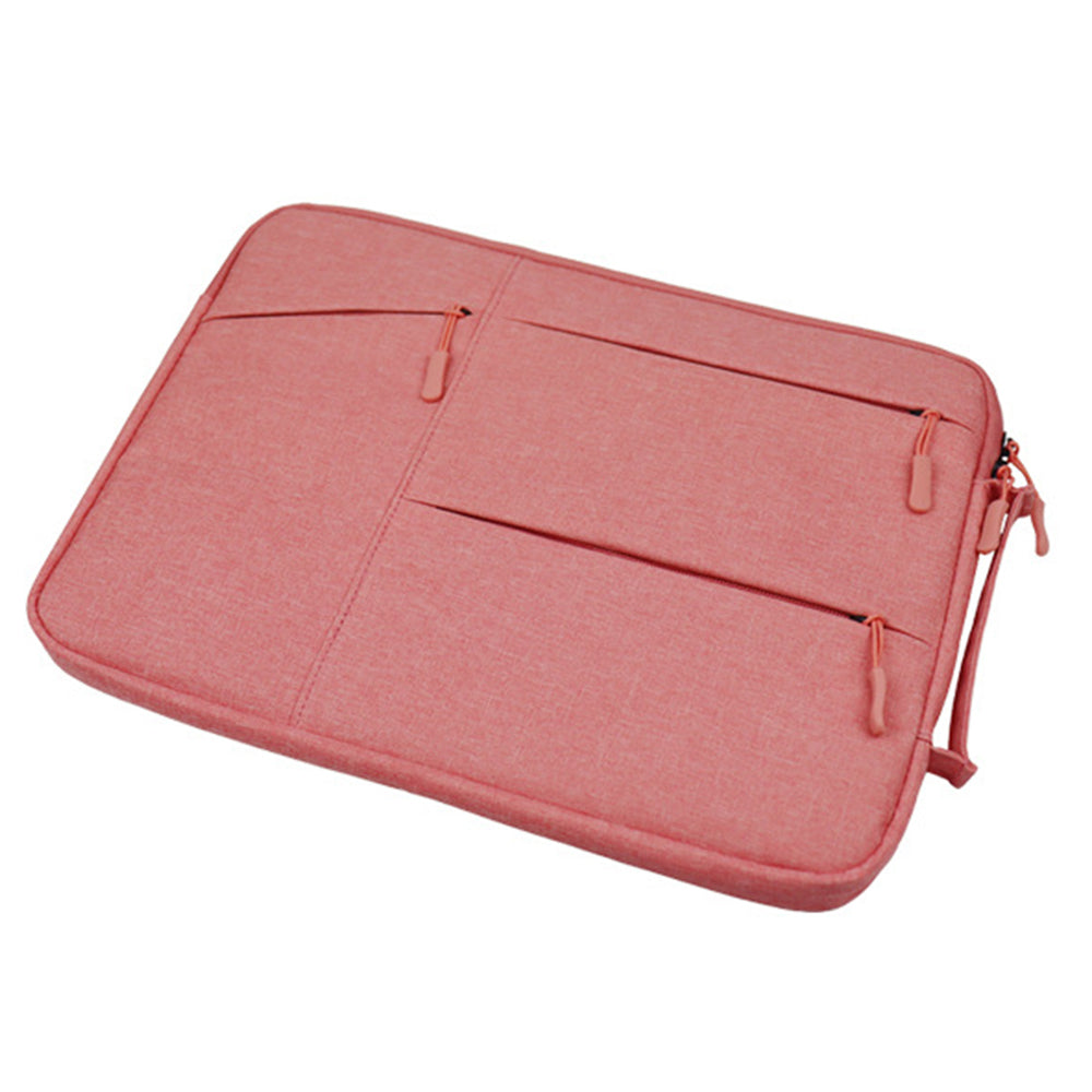 Uniqkart QY-C009 Anti-Drop Carry Case with 3 Outer Pouch/Handle Wear-Resistant Sleeve Bag for 11.6-inch Laptops Portable Storage Bag - Pink