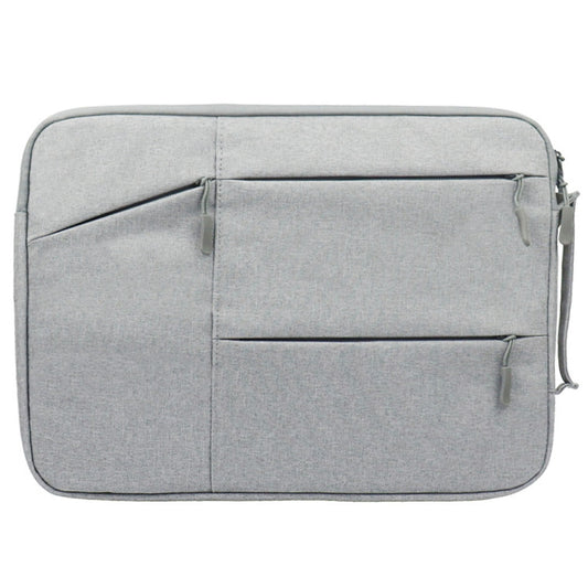Uniqkart QY-C009 Wear-Resistant Carry Case with 3 Outer Pouch/Handle Anti-Drop Sleeve Bag for 15-inch Laptops Portable Storage Bag - Grey