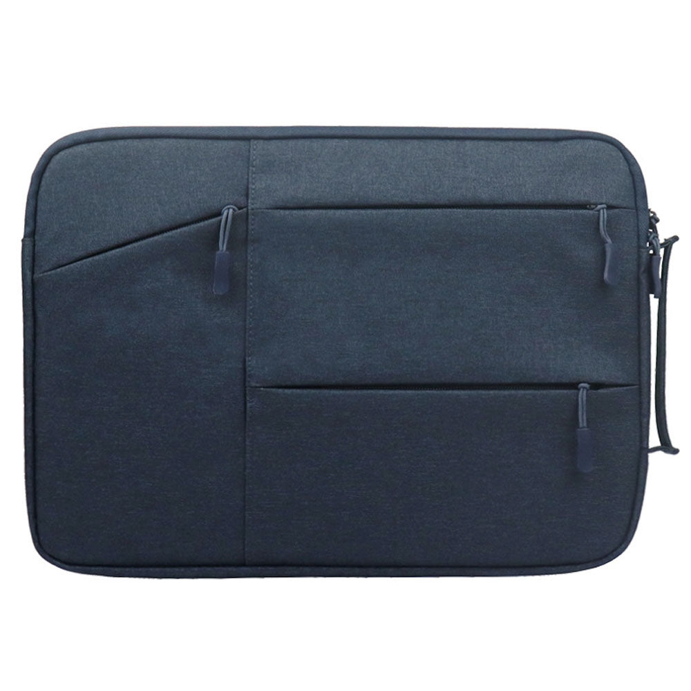 Uniqkart QY-C009 Wear-Resistant Carry Case with 3 Outer Pouch/Handle Anti-Drop Sleeve Bag for 15-inch Laptops Portable Storage Bag - Navy Blue