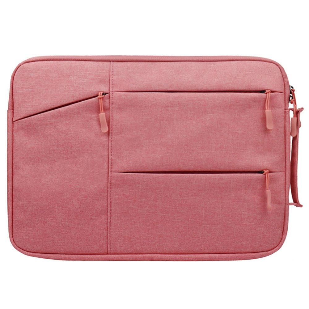 Uniqkart QY-C009 Wear-Resistant Carry Case with 3 Outer Pouch/Handle Anti-Drop Sleeve Bag for 15-inch Laptops Portable Storage Bag - Pink
