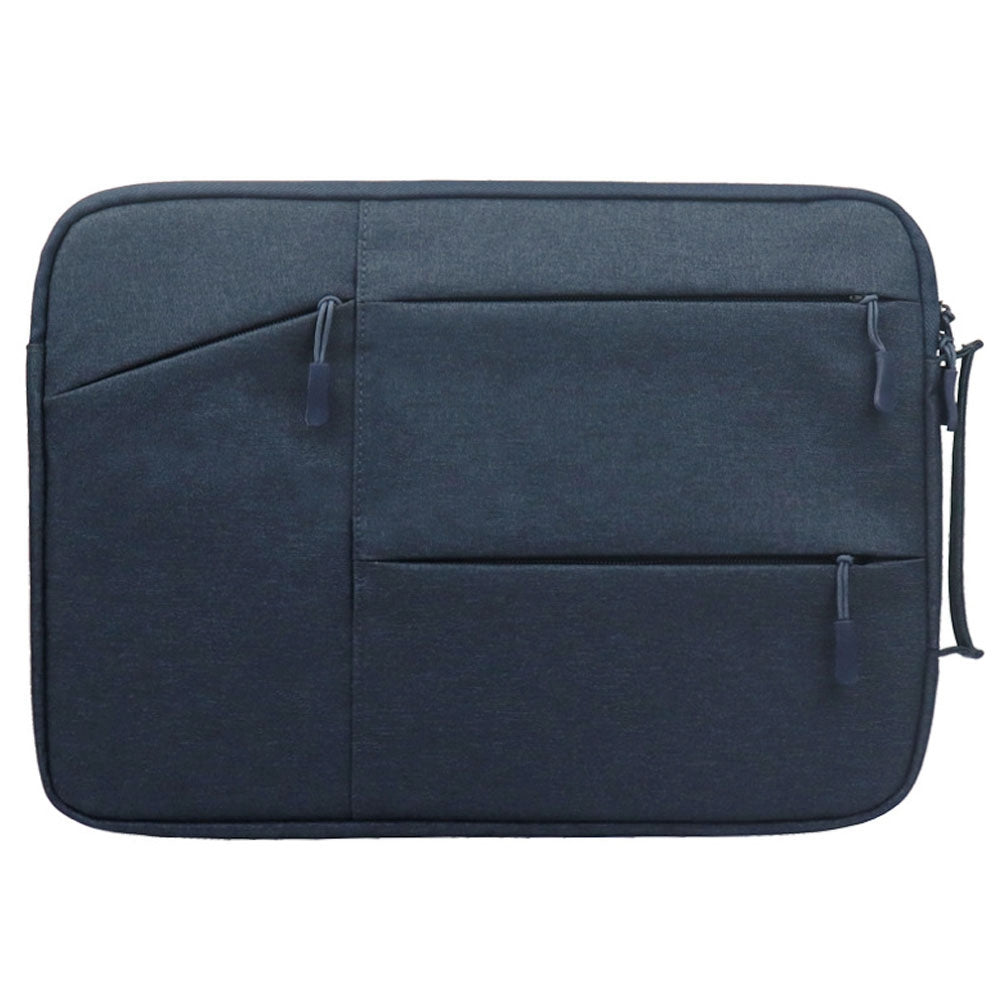 Uniqkart QY-C009 Wear-Resistant Carry Case Portable Sleeve Bag for 14-inch Laptops Anti-Drop Storage Bag with 3 Outer Pouch/Handle - Navy Blue