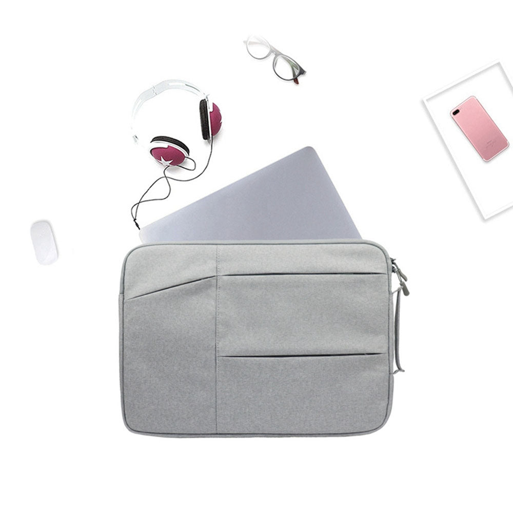 Uniqkart QY-C009 Wear-Resistant Carry Case Portable Sleeve Bag for 14-inch Laptops Anti-Drop Storage Bag with 3 Outer Pouch/Handle - Pink