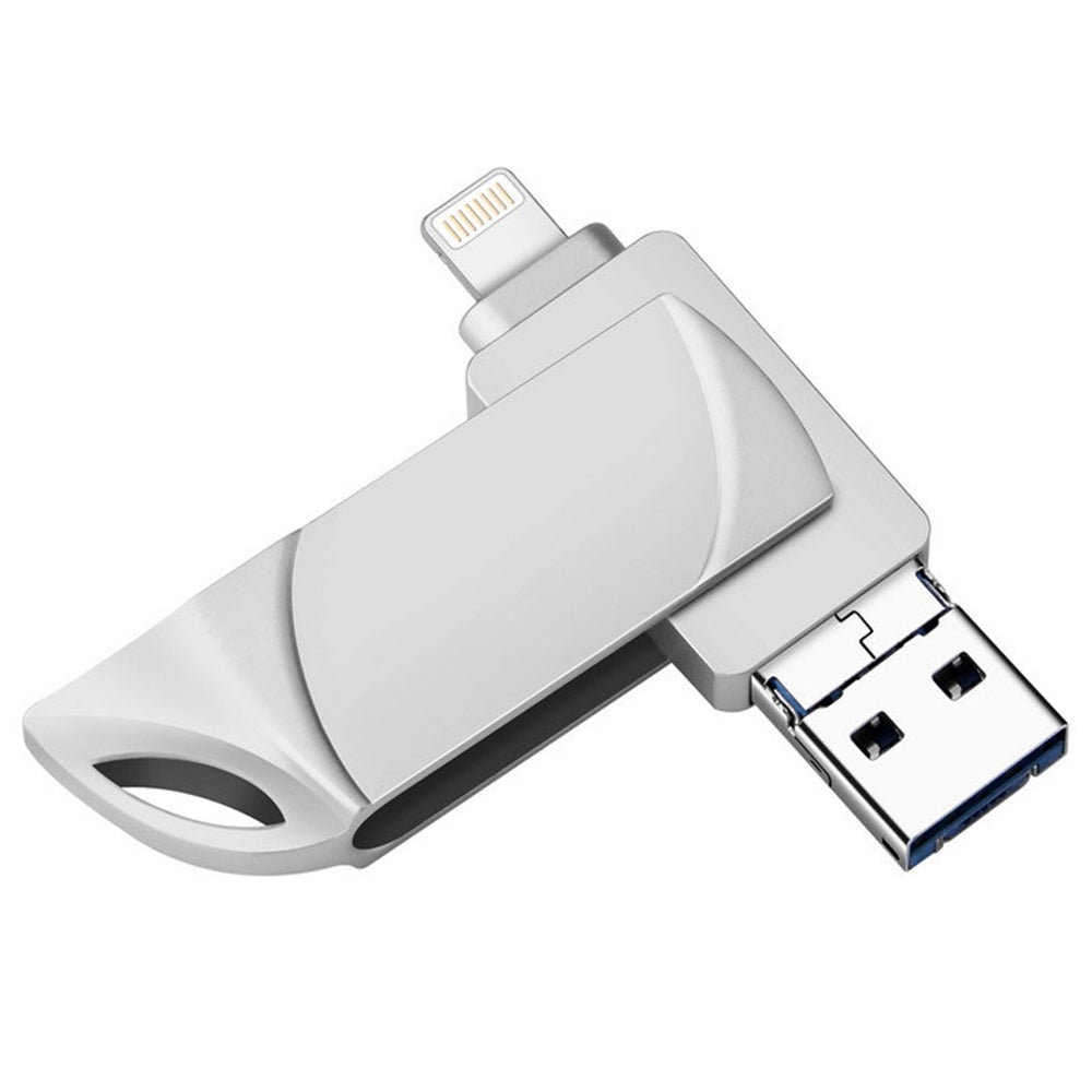 Uniqkart DN-PG31 32GB Flash Drive Lightning/Micro/USB Swivel U Disk High Speed Memory Stick - Silver
