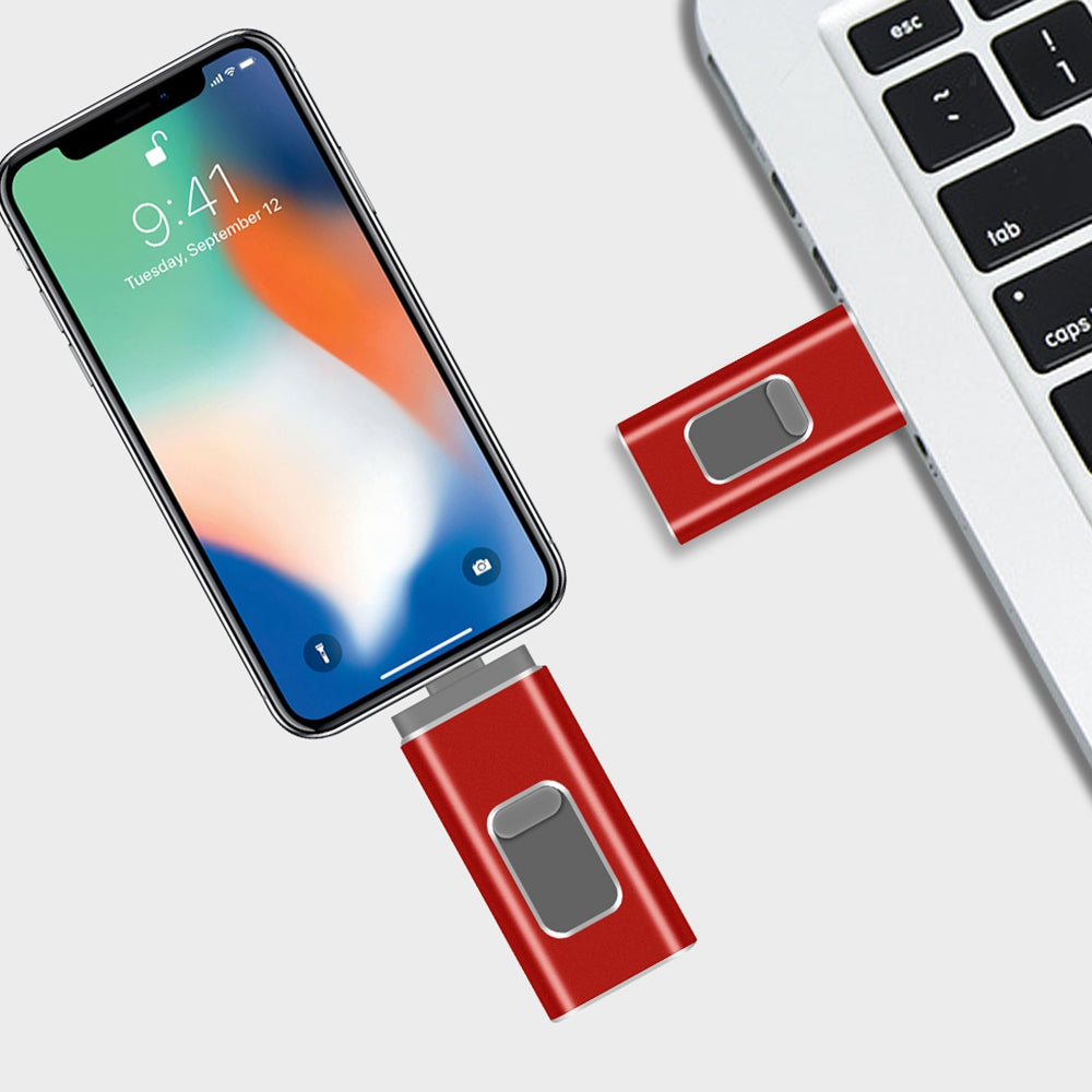 Uniqkart R-01B 64GB Driver Free USB 3.0 Flash Drive USB Memory Stick Thumb Drive Photo Stick for iPhone Android PC - Red
