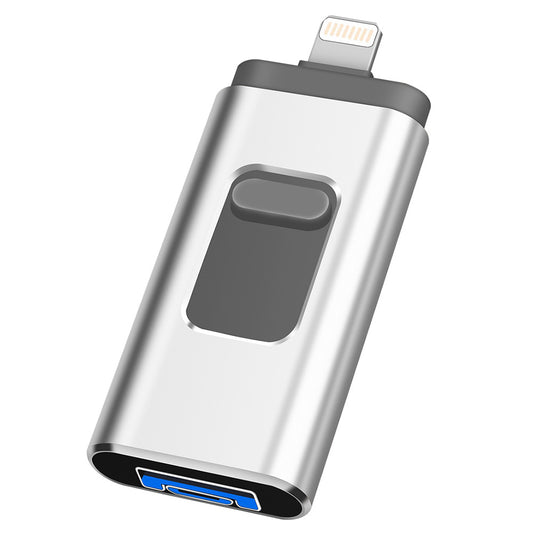 Uniqkart R-01B 32GB USB Memory Stick for iPhone Android PC, Portable USB 3.0 Flash Drive Thumb Drive Photo Stick - Silver