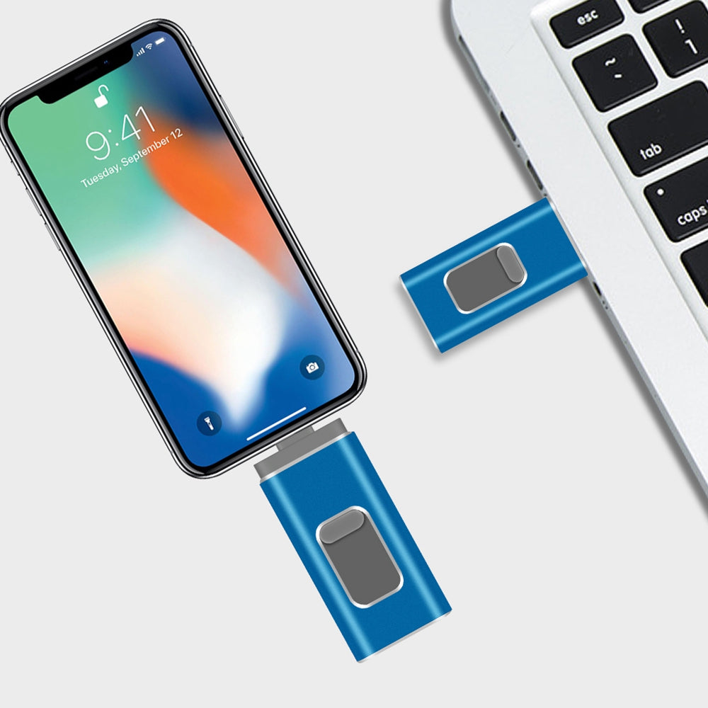 Uniqkart R-01B 32GB USB Memory Stick for iPhone Android PC, Portable USB 3.0 Flash Drive Thumb Drive Photo Stick - Blue