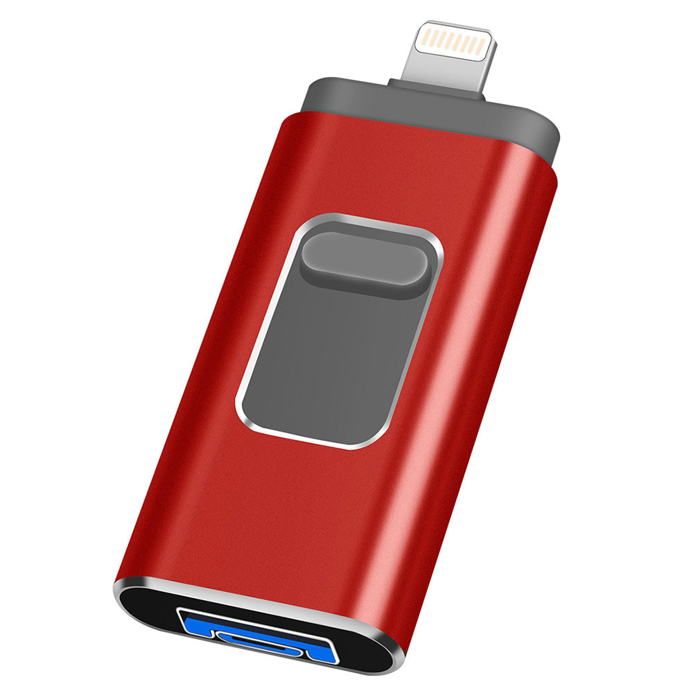RICHWELL R-01B 16GB 3 in 1 Photo Stick for iPhone Android PC, Plug and Play USB 3.0 Flash Drive Memory Stick - Red