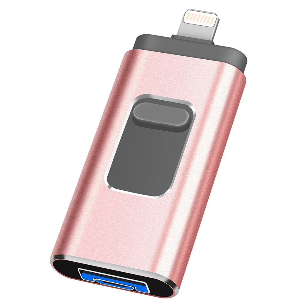 RICHWELL R-01B 16GB 3 in 1 Photo Stick for iPhone Android PC, Plug and Play USB 3.0 Flash Drive Memory Stick - Pink