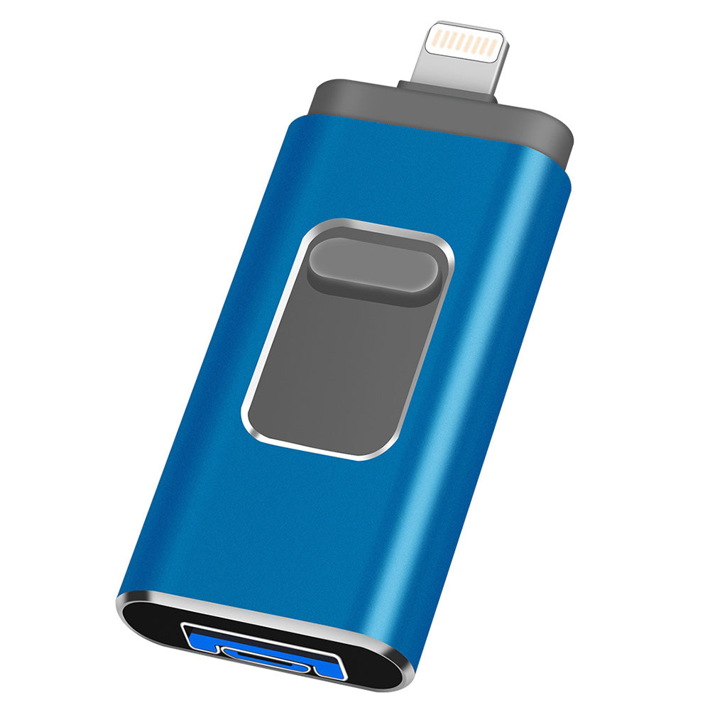 RICHWELL R-01B 16GB 3 in 1 Photo Stick for iPhone Android PC, Plug and Play USB 3.0 Flash Drive Memory Stick - Blue