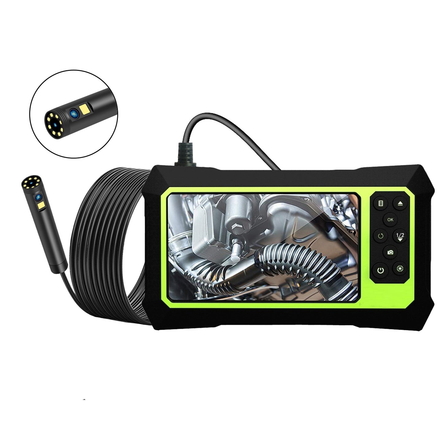 B315 2m Hard Wire 4.3inch Large Screen Inspection Camera Industrial Endoscope 8mm Borescope Dual-lens with 9 LED Lights