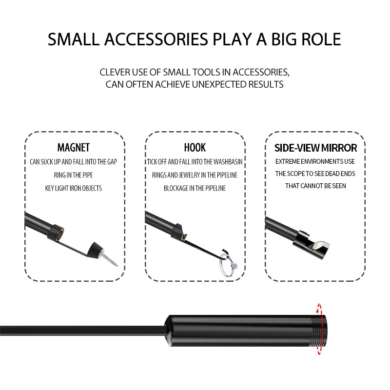 M30 1m Hard Wire 3-inch Screen Rechargeable 1080P 5.5mm Lens Industrial Endoscope Waterproof 8-LED Inspection Camera Borescope