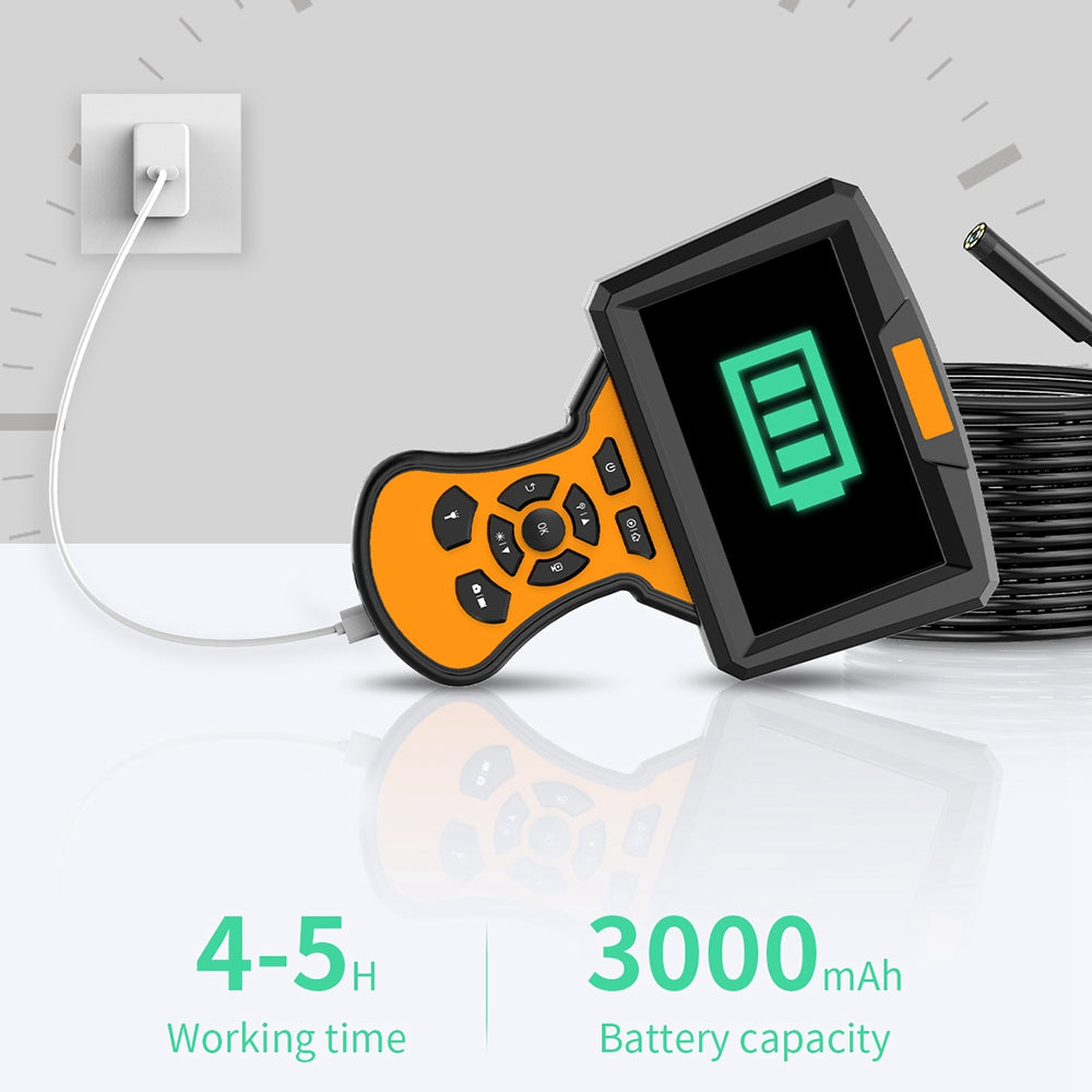 M50 2m Hard Wire 8mm Lens 5-inch Screen Hand-held Endoscope Adjustable Brightness 8-LED Waterproof Industrial Inspection Camera - Orange