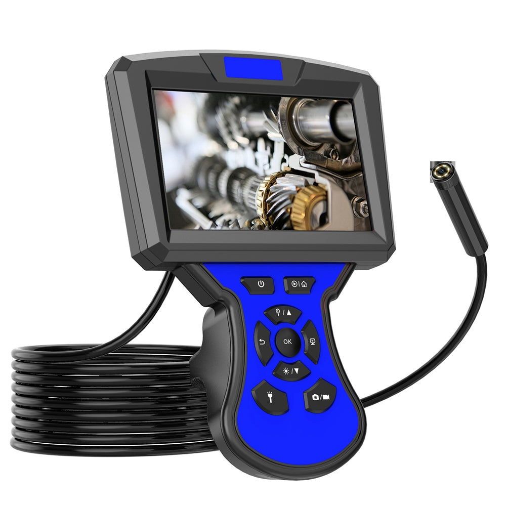M50 2m Hard Wire 8mm Lens 5-inch Screen Hand-held Endoscope Adjustable Brightness 8-LED Waterproof Industrial Inspection Camera - Blue