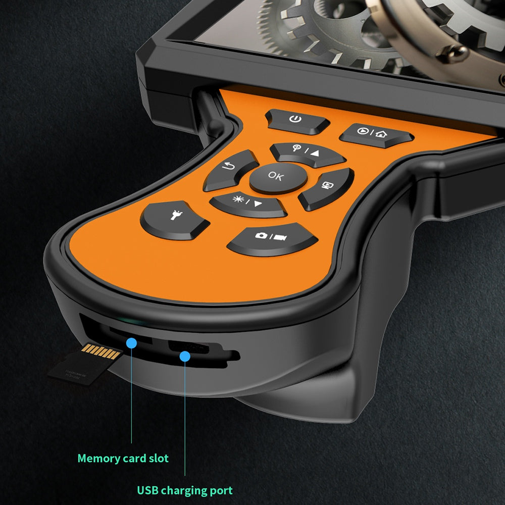 M50 5m Hard Wire 8mm Lens 5-inch Screen Endoscope 8-LED Waterproof Industrial Borescope Inspection Tool - Blue