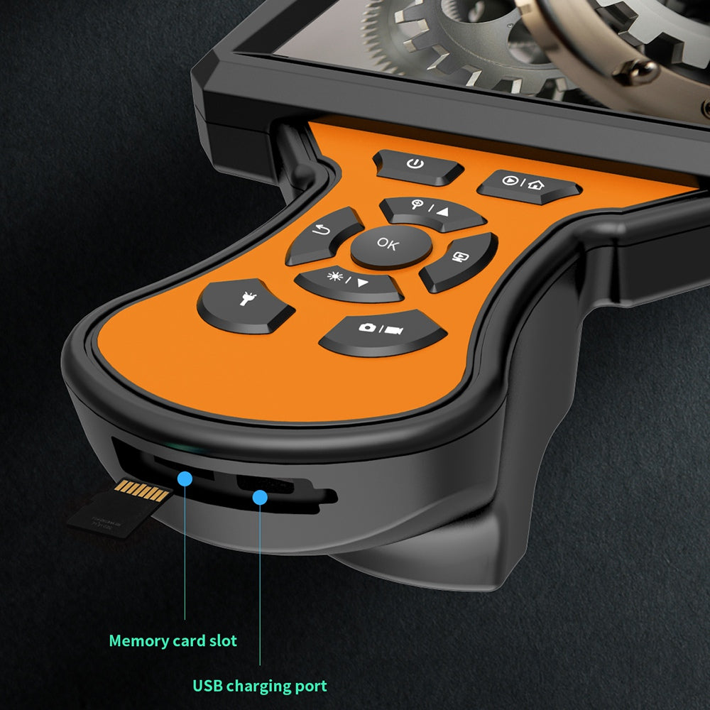 M50 1m Hard Wire 8mm Lens 5-inch Screen Endoscope 8-LED Waterproof HD Industrial Inspection Camera Borescope - Orange