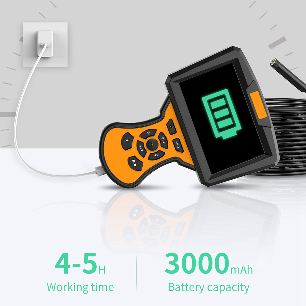 M50 1m Hard Wire 8mm Lens 5-inch Screen Endoscope 8-LED Waterproof HD Industrial Inspection Camera Borescope - Orange