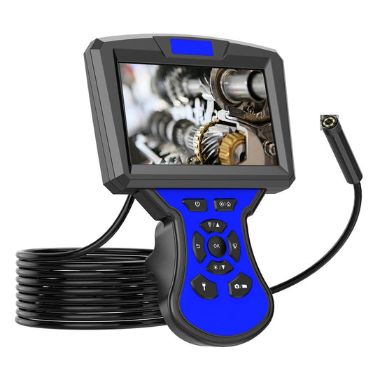 M50 2m Hard Wire 5.5mm Lens 5-inch Screen Industrial Endoscope 8-LED Waterproof HD 1080P Inspection Camera Borescope - Blue