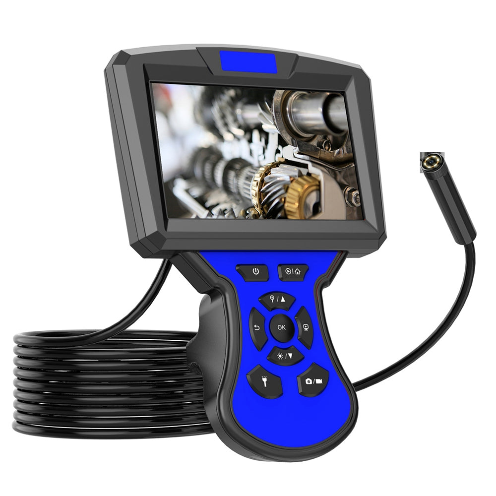 M50 5m Hard Wire 5.5mm Lens 5-inch Screen Hand-held Industrial Endoscope 8-LED Waterproof HD Inspection Borescope - Blue