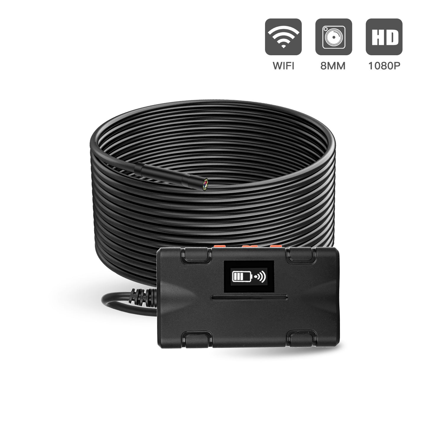 F270 10m Hard Wire 8mm Lens WiFi Waterproof Industrial Endoscope Dimmable 8-LED Sewer Borescope Pipe Inspection Camera