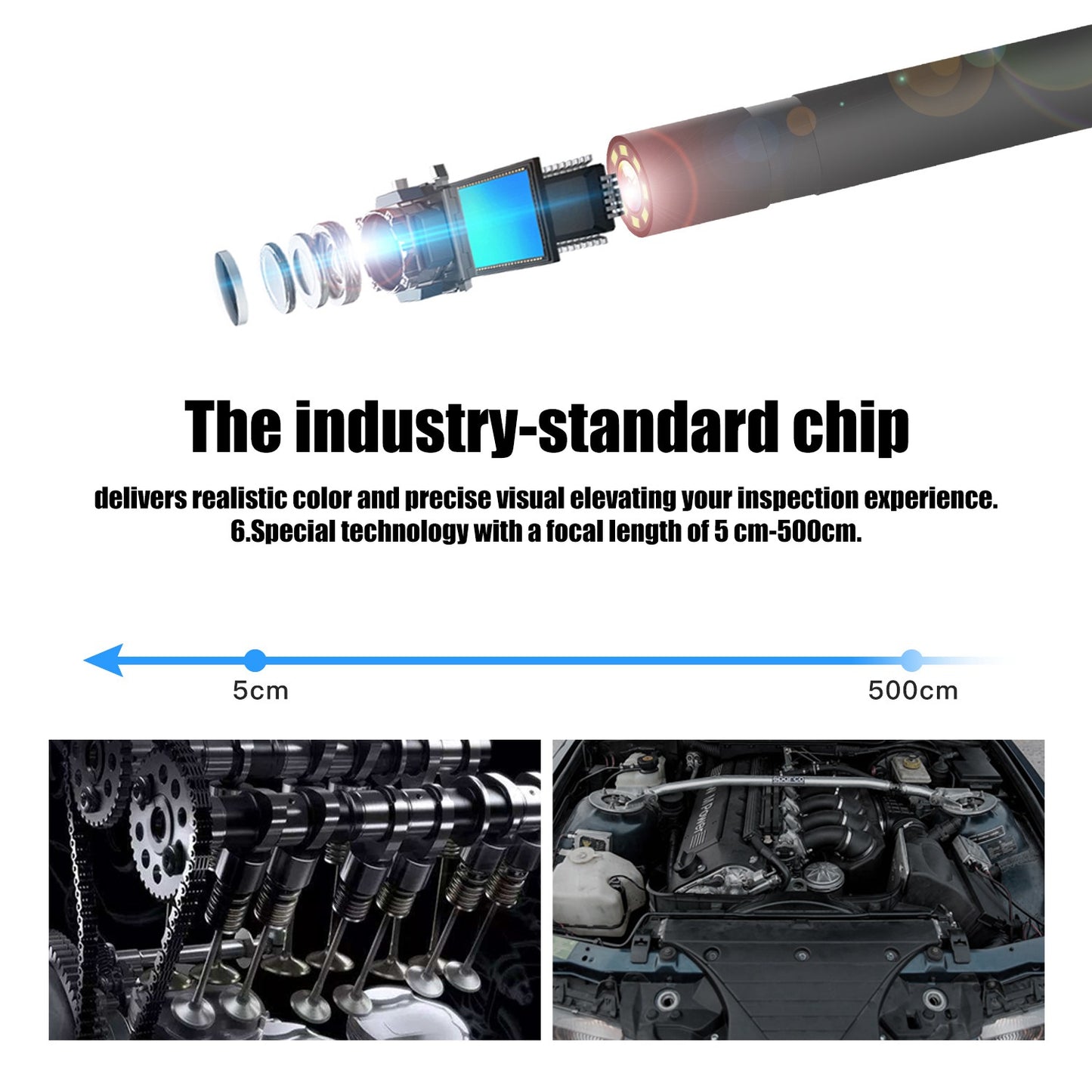 F270 2m Hard Wire 8mm Lens WiFi Industrial Endoscope Dimmable 8-LED Waterproof Sewer Pipe Inspection Camera