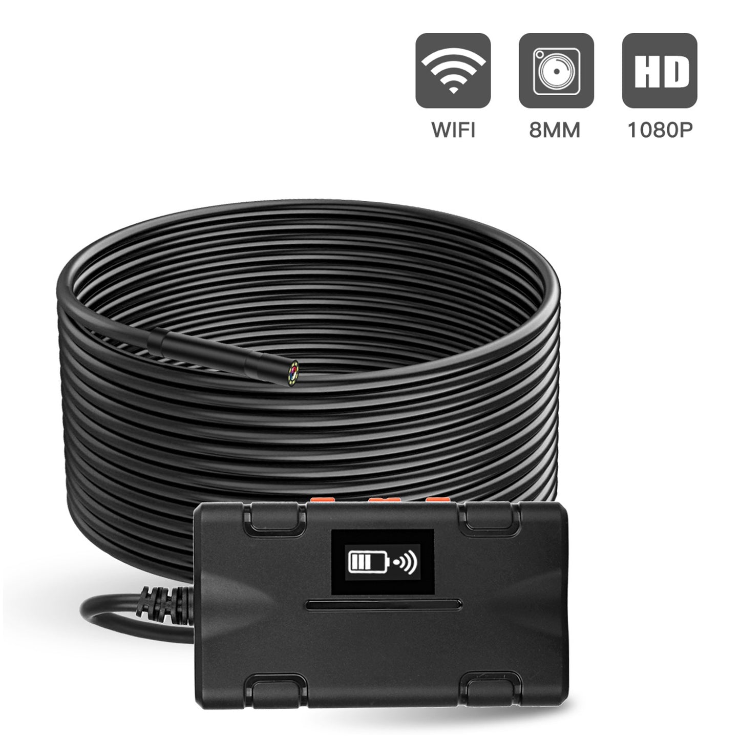 F270 5m Hard Wire 8mm Lens WiFi Industrial Endoscope Dimmable 8-LED Waterproof Sewer Borescope Inspection Camera