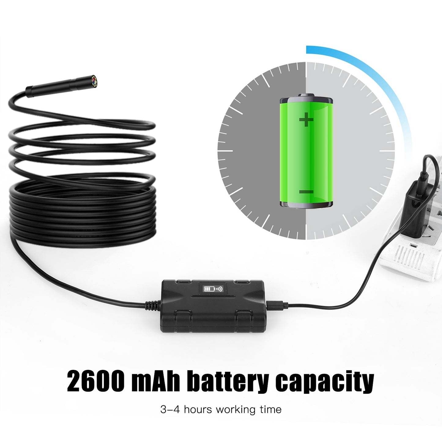 F270 5m Hard Wire 8mm Lens WiFi Industrial Endoscope Dimmable 8-LED Waterproof Sewer Borescope Inspection Camera