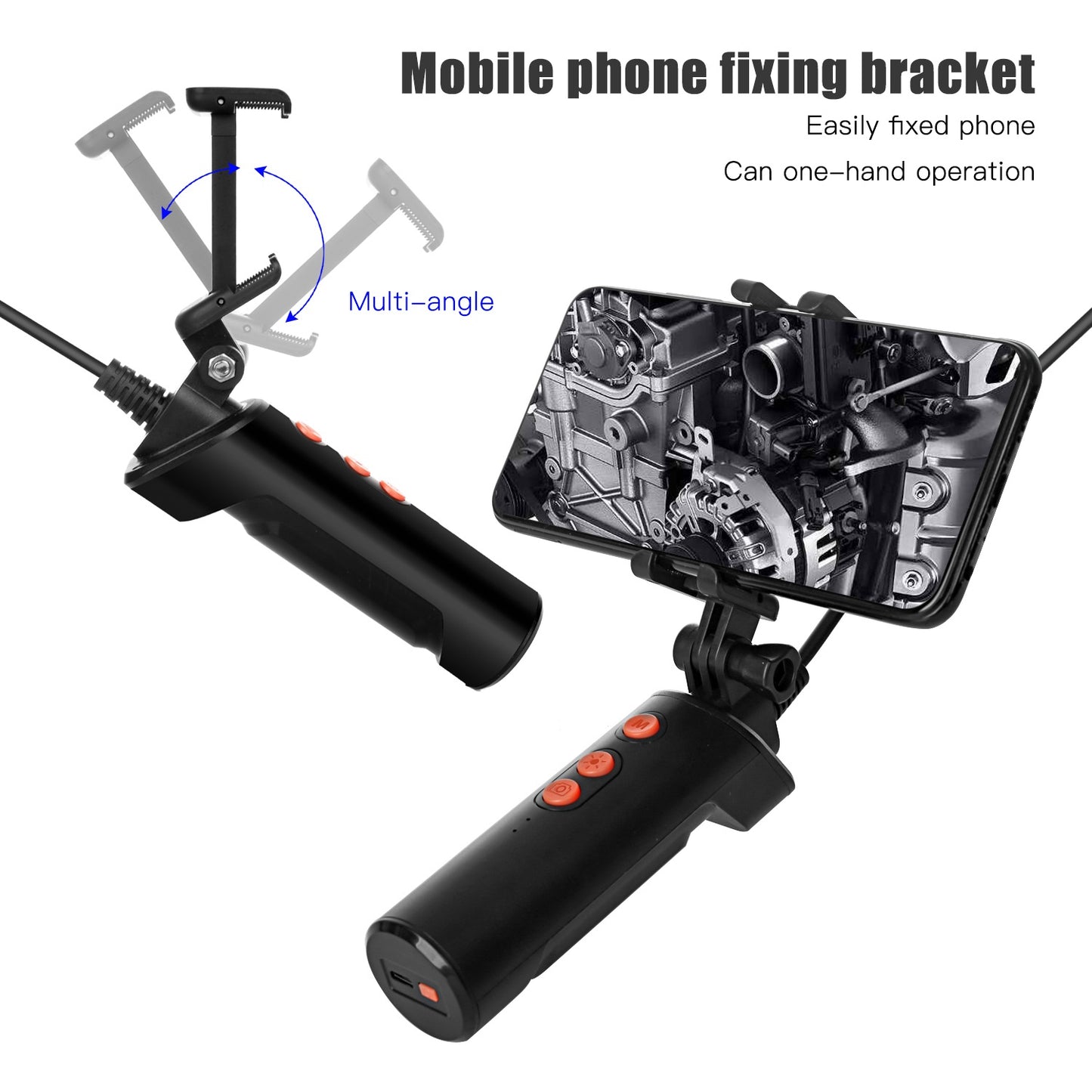 F280 5m Hard Wire 1080P 8mm Dual Lens Industrial Endoscope Camera Dimmable 9-LED WiFi Waterproof Pipe Inspection Tool