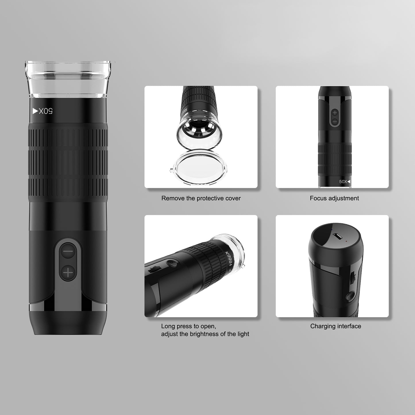 F290 WiFi Digital Microscope 50-1000X Magnification Portable Mini Microscope for Hardware Detection, Circuit Soldering, Jewelry Inspection