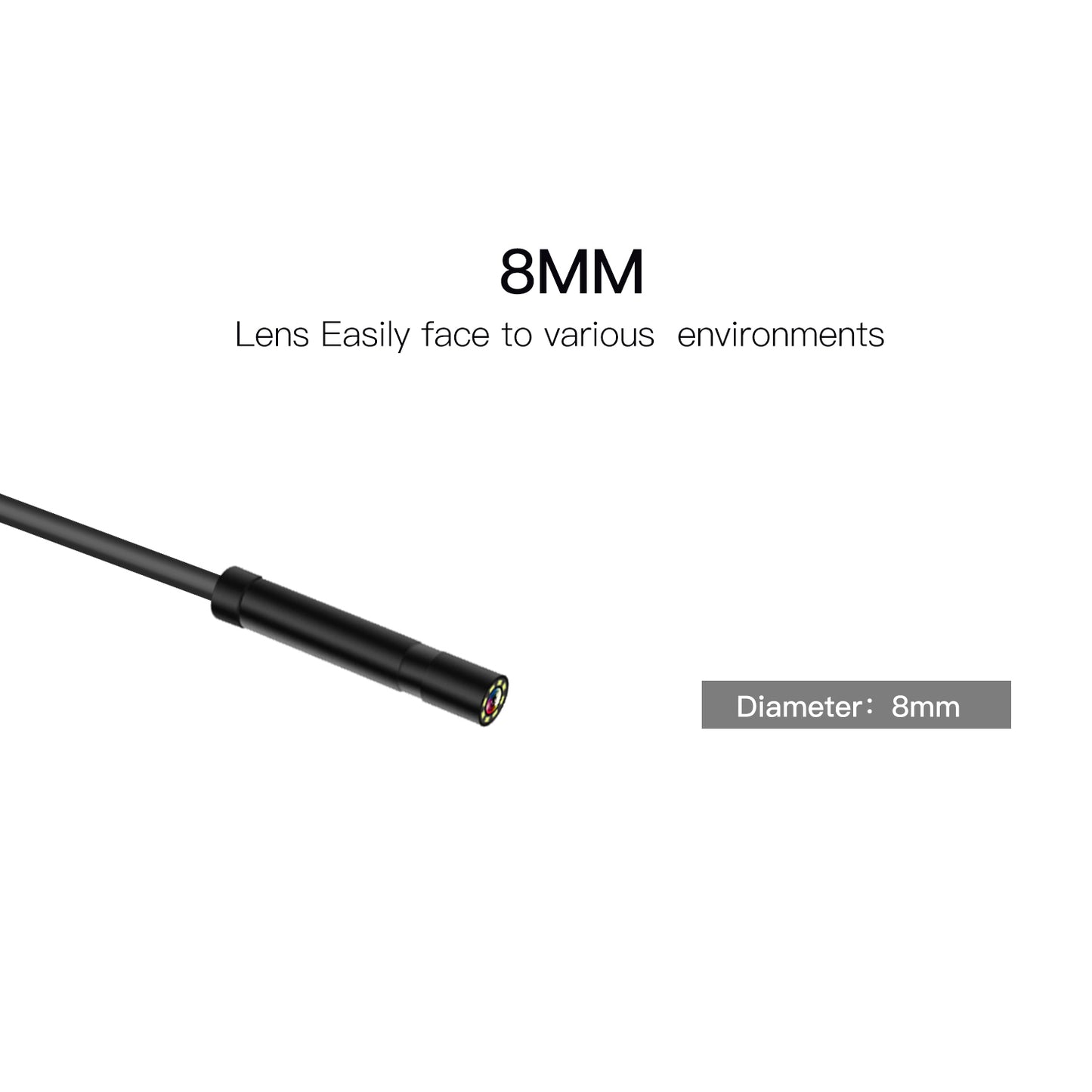 P60A 2m Hard Wire 8mm Lens Portable Waterproof 1080P Industrial Endoscope 2.4 inch Screen Inspection Camera Pipe Borescope