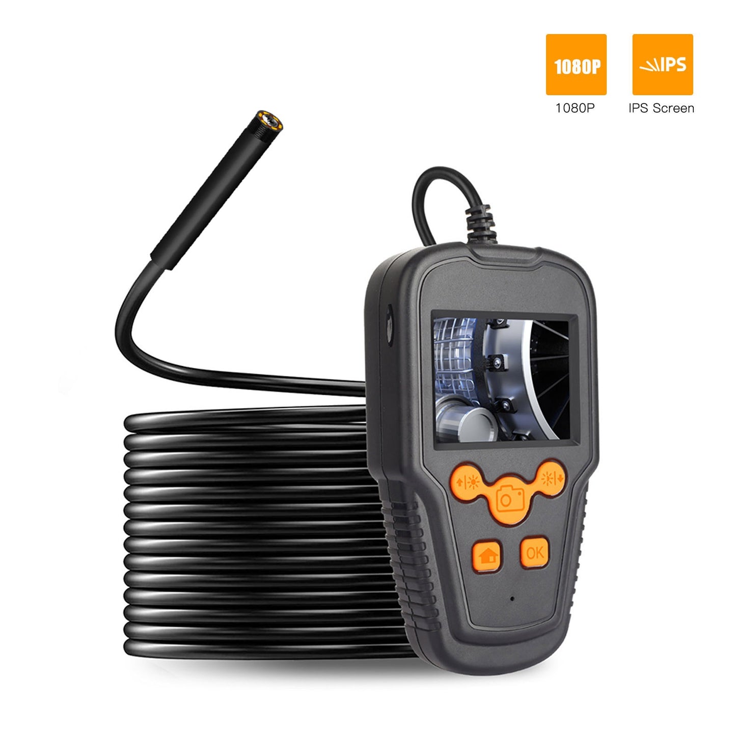 P60A 2m Hard Wire 5.5mm Lens Portable Rechargeable 2.4 inch Screen Endoscope HD Industrial Pipe Inspection Camera Borescope