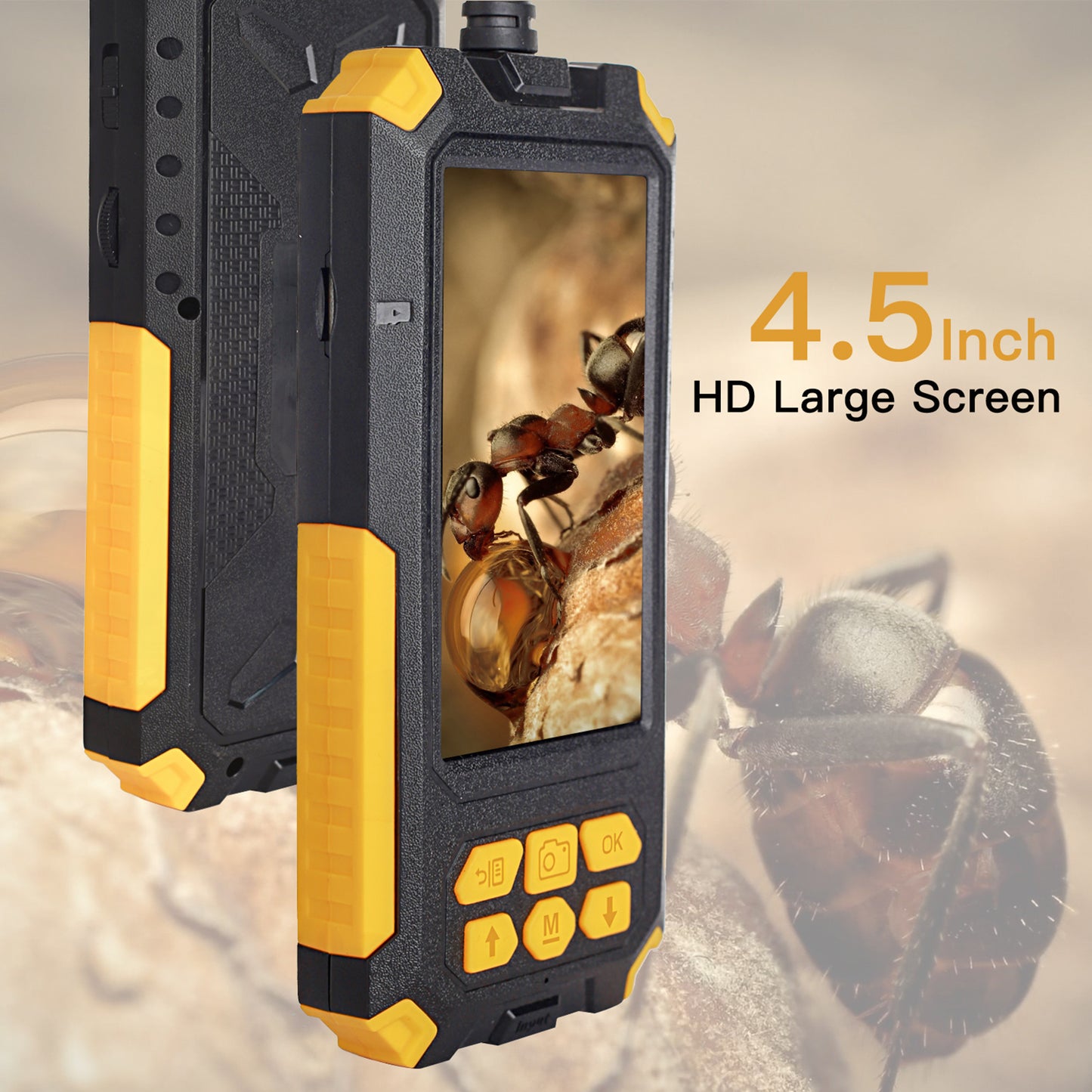 P50 10m Hard Wire 5.5mm Dual Lens Portable 4.5 inch Screen HD 1080P Industrial Endoscope Rechargeable Waterproof Pipe Inspection Camera