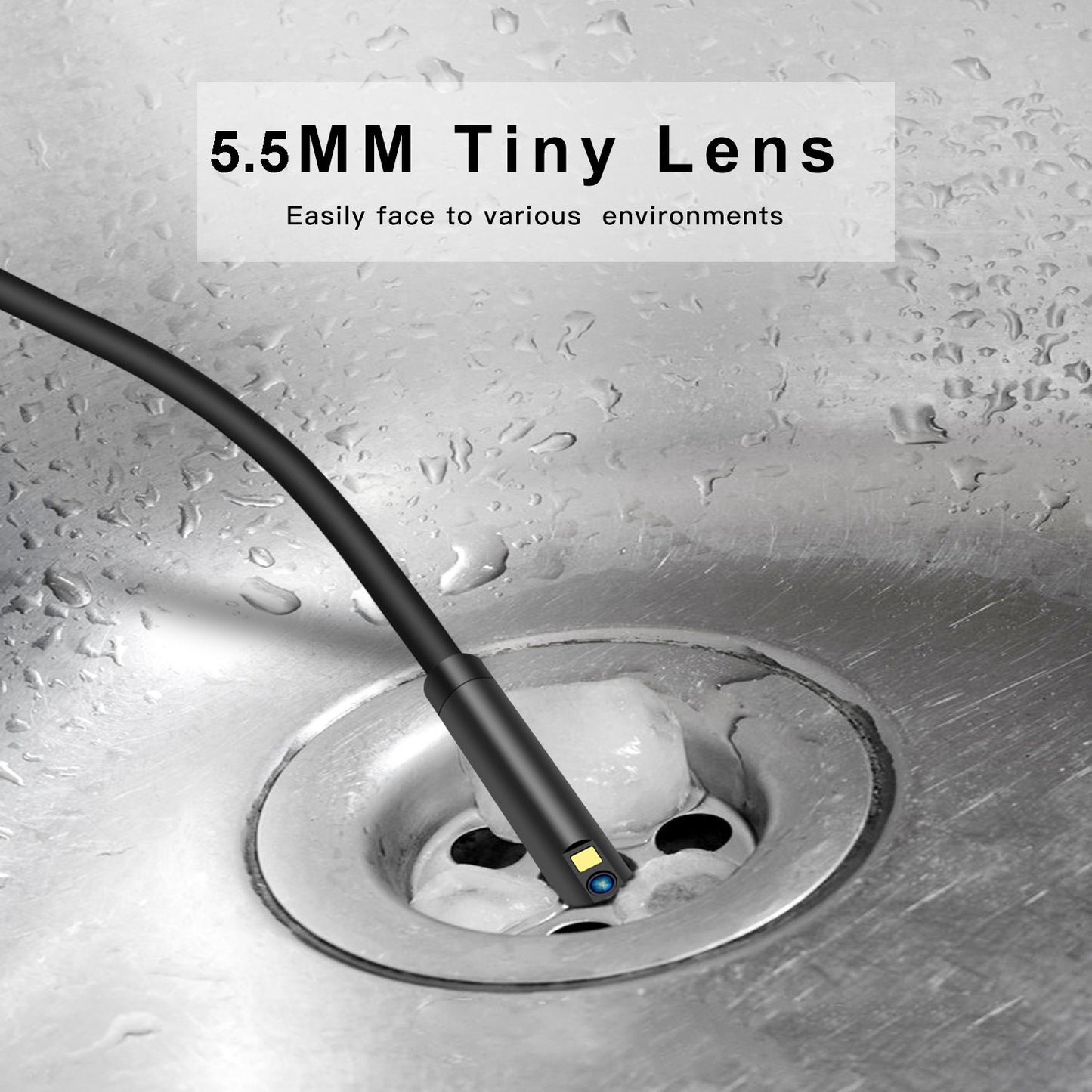 P50 5m Hard Wire Portable 4.5 inch Screen Industrial Pipe Endoscope HD 5.5mm Dual Lens IP68 Waterproof Inspection Camera