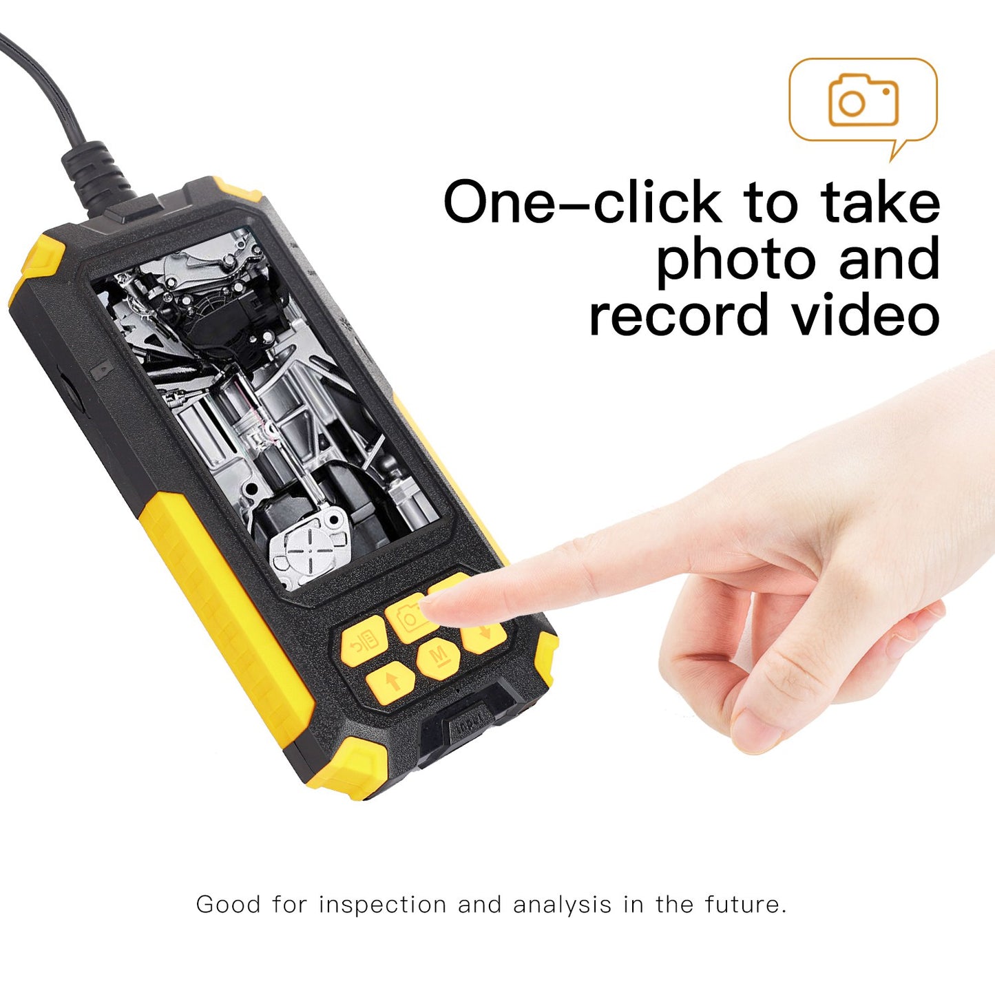 P50 5m Hard Wire 8mm Dual Lens Industrial Endoscope 4.5 inch Screen Portable Waterproof HD Borescope Pipe Inspection Camera