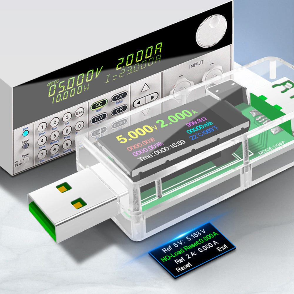 Juwei U96P Digital Multimeter USB Tester IPS Digital Display Voltage Current Watt Meter Automatic Detection Tool - Blue