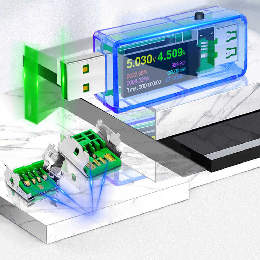 Juwei U96P Digital Multimeter USB Tester IPS Digital Display Voltage Current Watt Meter Automatic Detection Tool - Blue