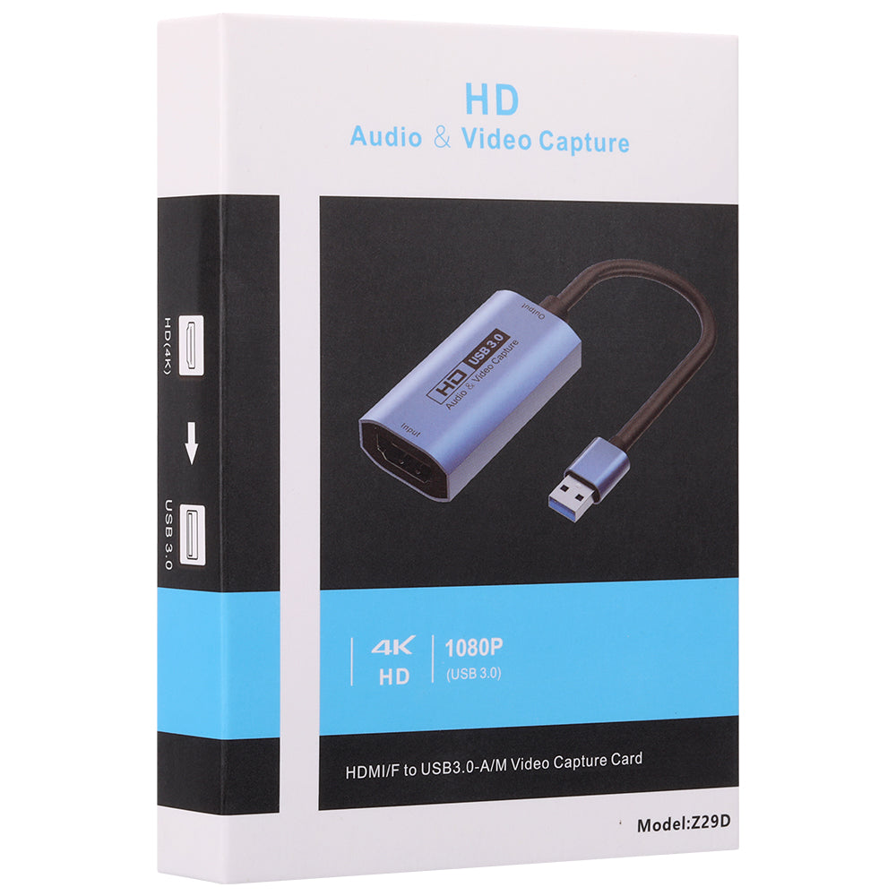 Z29D HD Video / Audio Capture Card HDMI Female to USB Male USB3.0 Capture Card for OBS Gaming Live Streaming