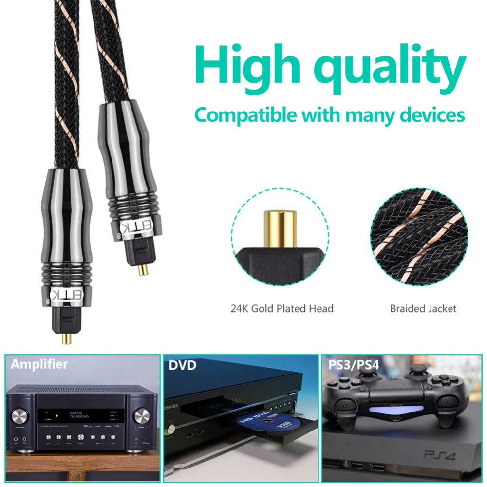 EMK QH / A6.0 1m Digital Optical Fiber Audio Cable Toslink SPDIF Coaxial Cable for Amplifiers Player Soundbar
