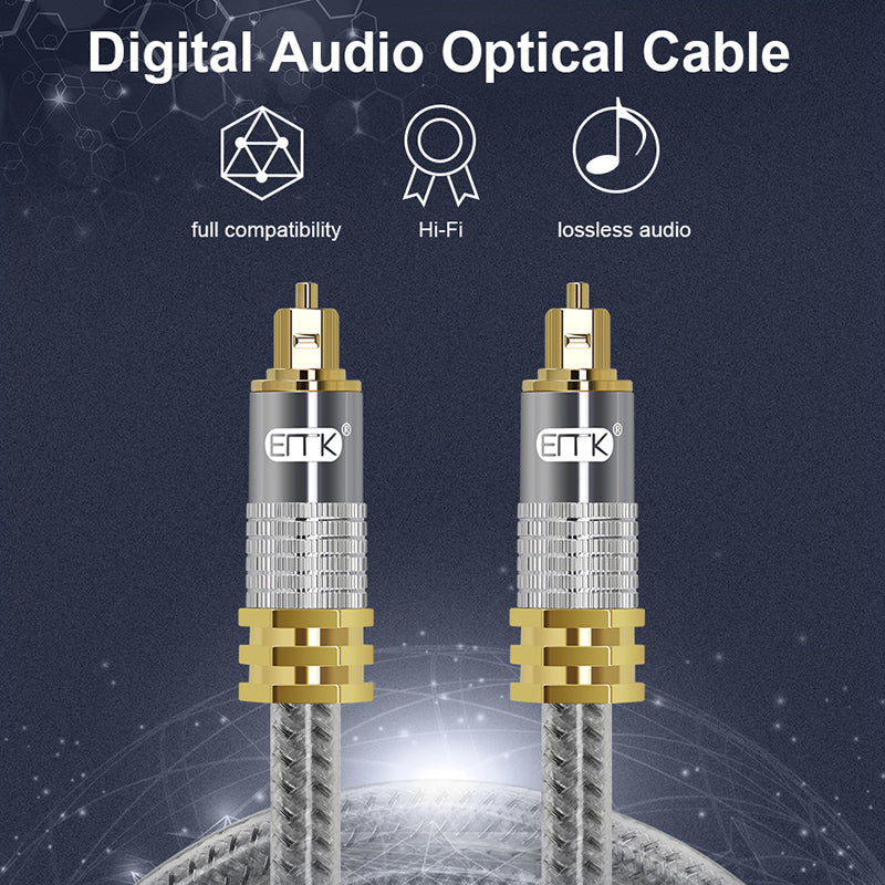 EMK YL-A 8m OD8.0mm SPDIF Digital Audio Optical Fiber Cord for Speaker Sound Bar TV Xbox Player Toslink Cable