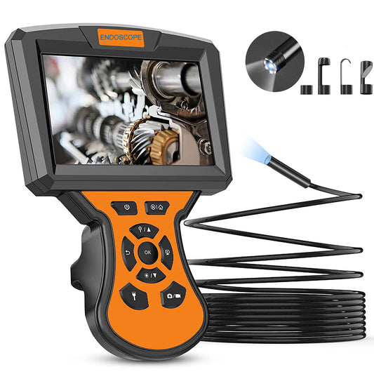 M50 2m Hard Wire Industrial Endoscope Inspection Camera 5.5mm Len 5inch IPS Screen 6-LED Borescope - Orange