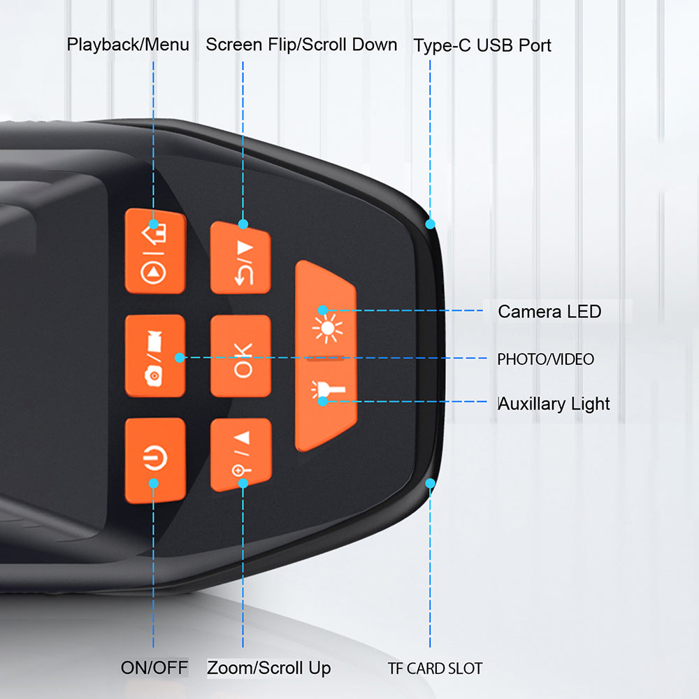 M30 2m Wire 1080P HD Borescope 7-LED Inspection Camera Endoscope with 8mm Dual Lens and 3inch Screen