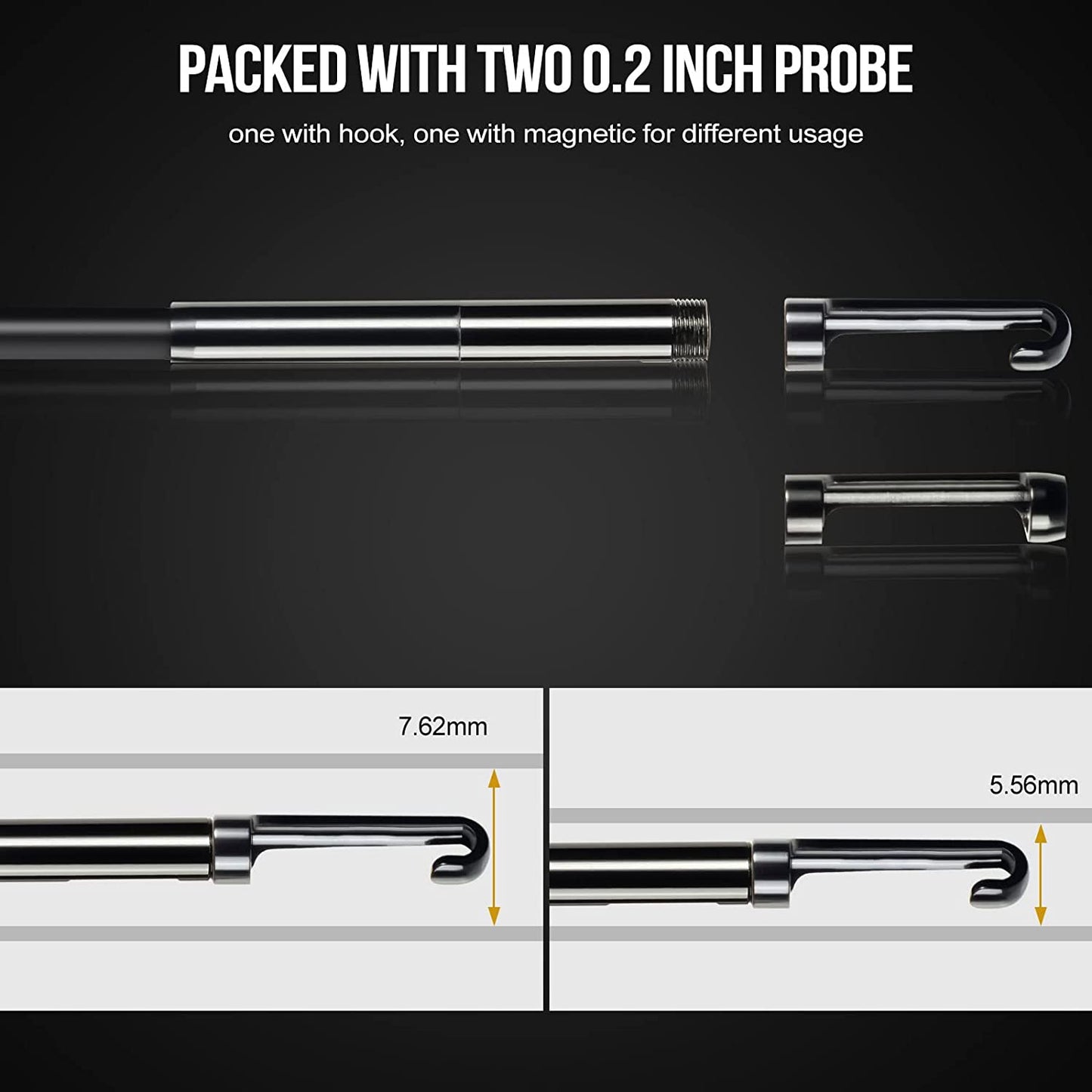 M40 1m Hard Wire Borescope Camera with 6+1 LED Lights 5mm 4.5inch IPS Screen Dual-lens Industrial Endoscope - Black+Orange